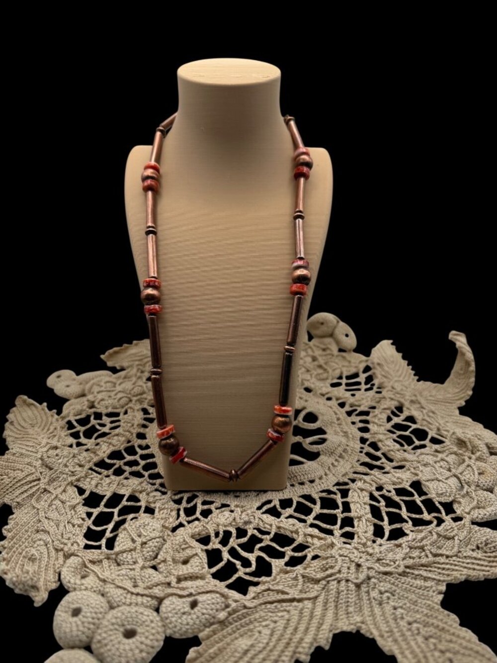 NWT Artisan Handcrafted Copper Red Spiny Oyster Beaded Necklace Southwest 32g